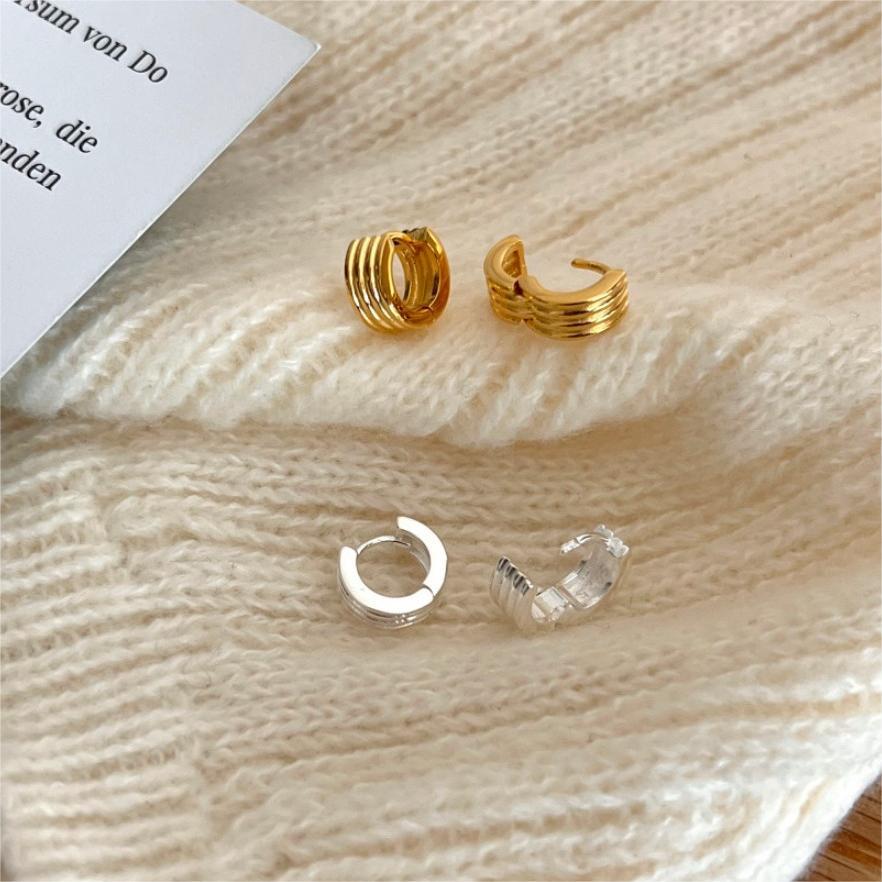 Minimalist Geometric Silver Stud Earrings in 925 Sterling Silver with Plated Finish