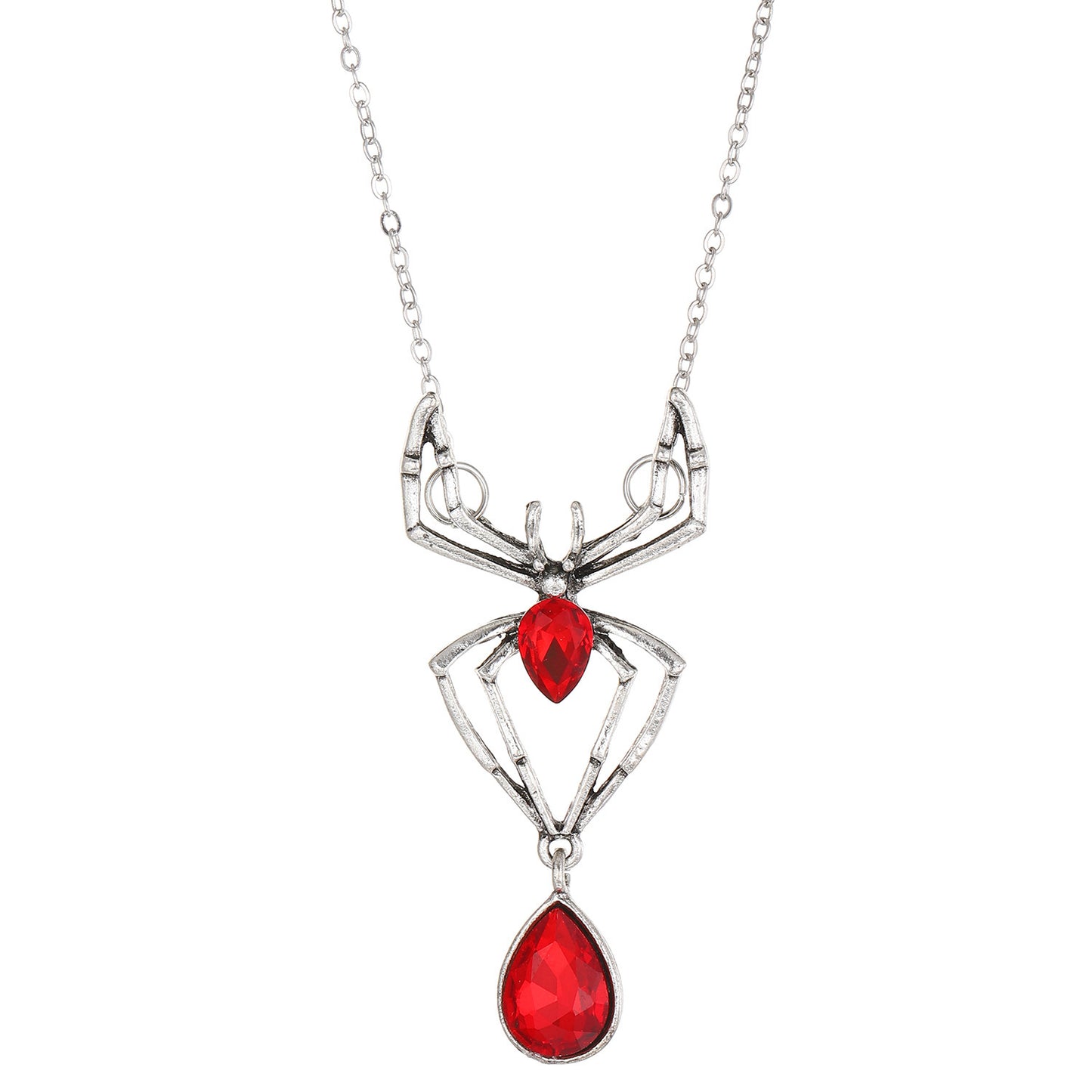 Set de Collar Colgante Araña de Halloween con Pendientes y Anillo de Aleación con Acabado Chapado para Mujer