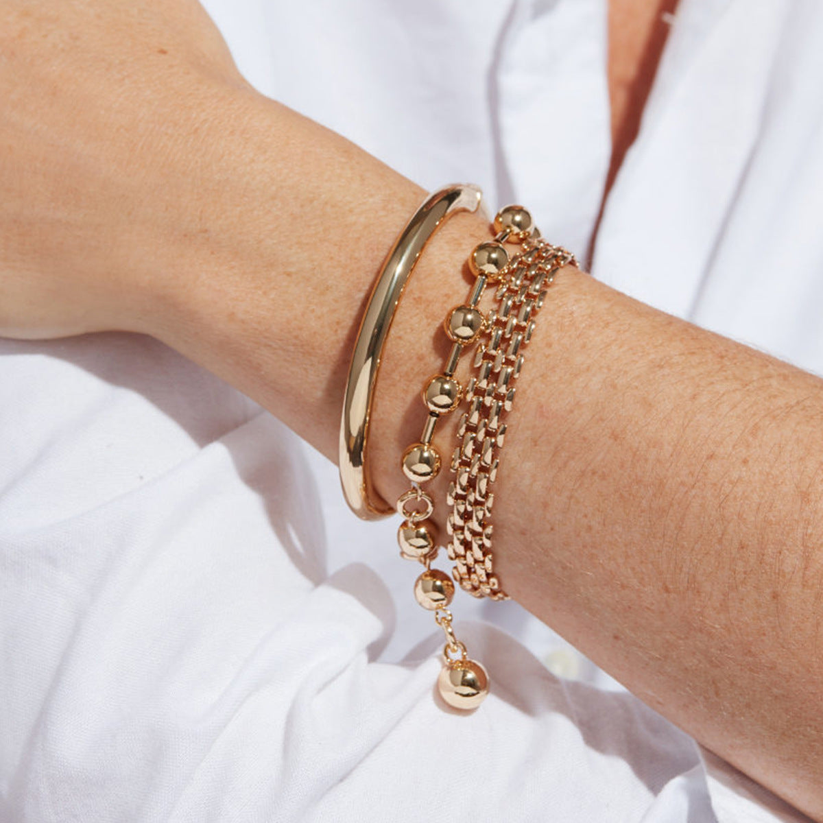 Geometric Round Brass Plated Bracelet for Women