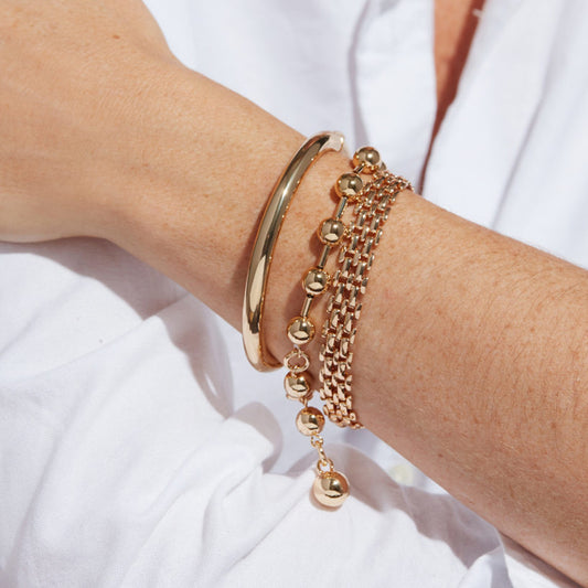 Geometric Round Brass Plated Bracelet for Women