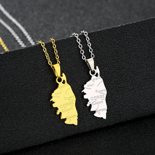 Collana con pendente geometrico stile etnico in acciaio inossidabile con ciondolo in acciaio al titanio e finitura galvanica su catena ad O