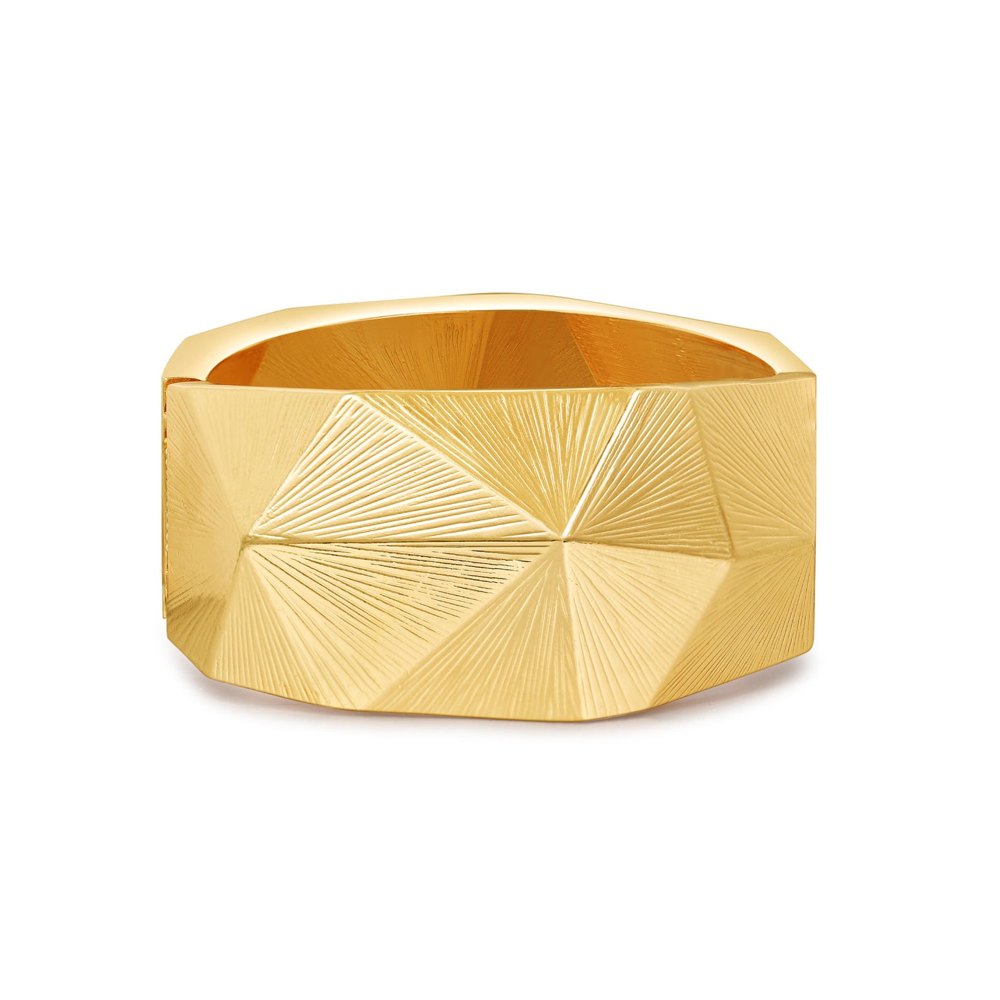 Geometric Round Plated Alloy Open Cuff Bracelet