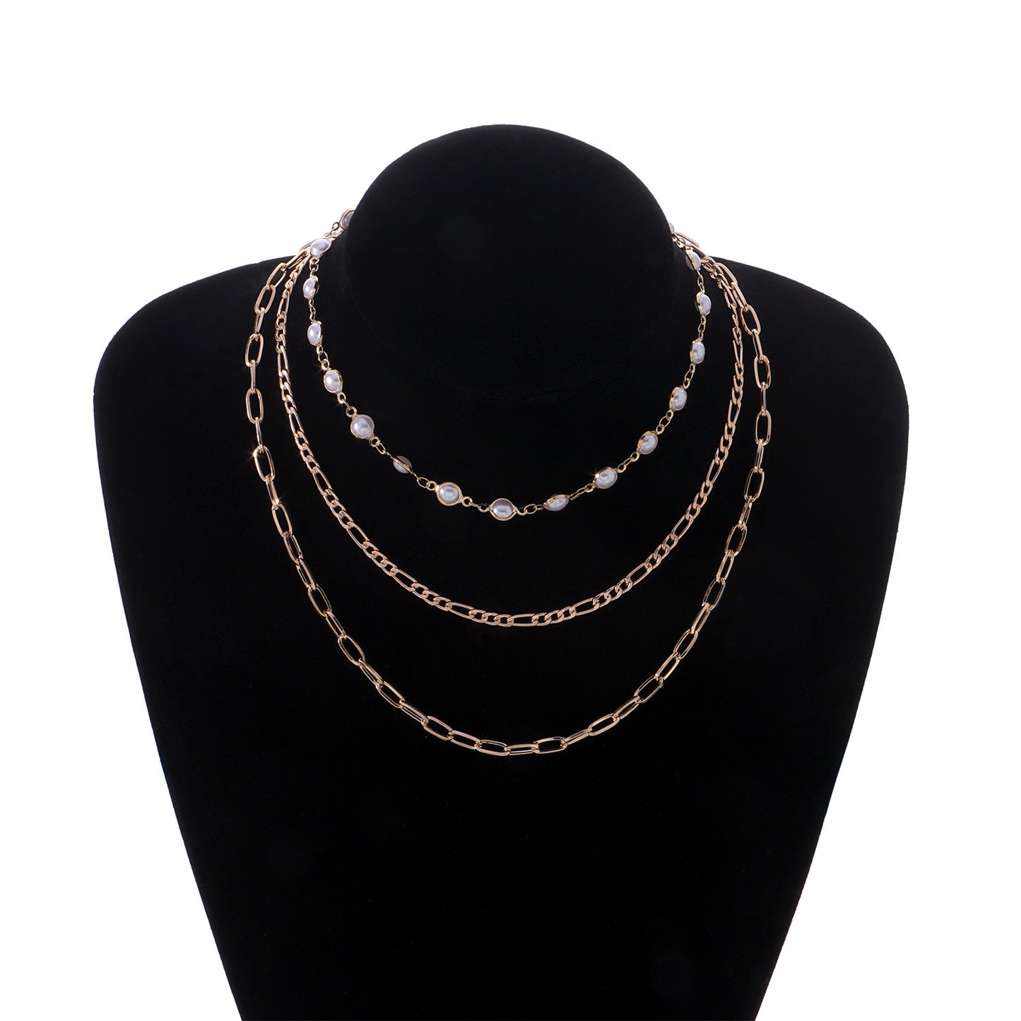 Minimalist Pearl Pendant Necklace for Women with Alloy Chain and Plated Finish Multi-Layer Fashion Jewelry