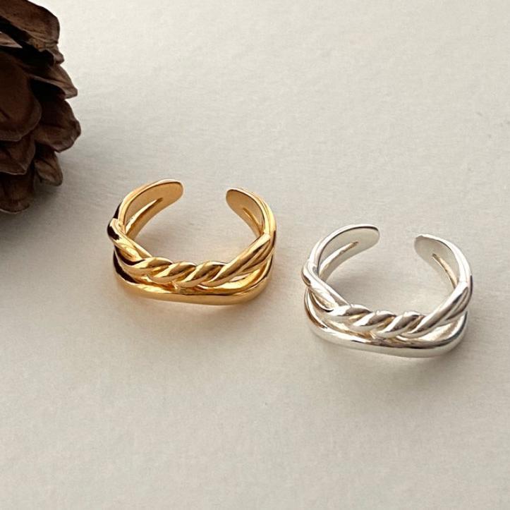 Anello aperto in argento sterling 925 a forma di nodo a cuore per donna