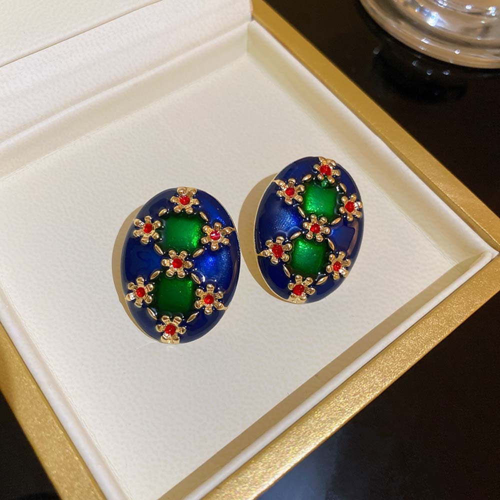 Vintage-Style Dripping Water Drop and Geometric Earrings in Alloy with Rhinestone Inlay for Women