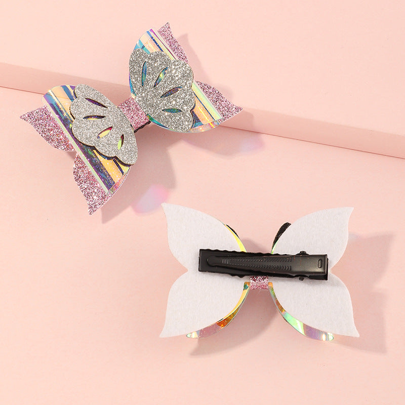 Fermaglio per Capelli Minimalista con Fiocco a Farfalla in Acrilico per Ragazze con Ali in Resina e Dettagli Floreali