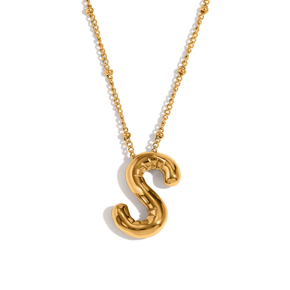 Fashionable Letter-Shaped Stainless Steel Pendant Necklace with 18K Gold Plating for Women