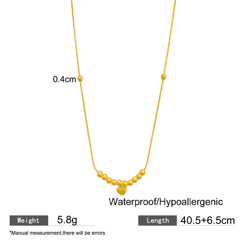 Heart Titanium Steel Plated Pendant Necklace Snake Chain Unisex