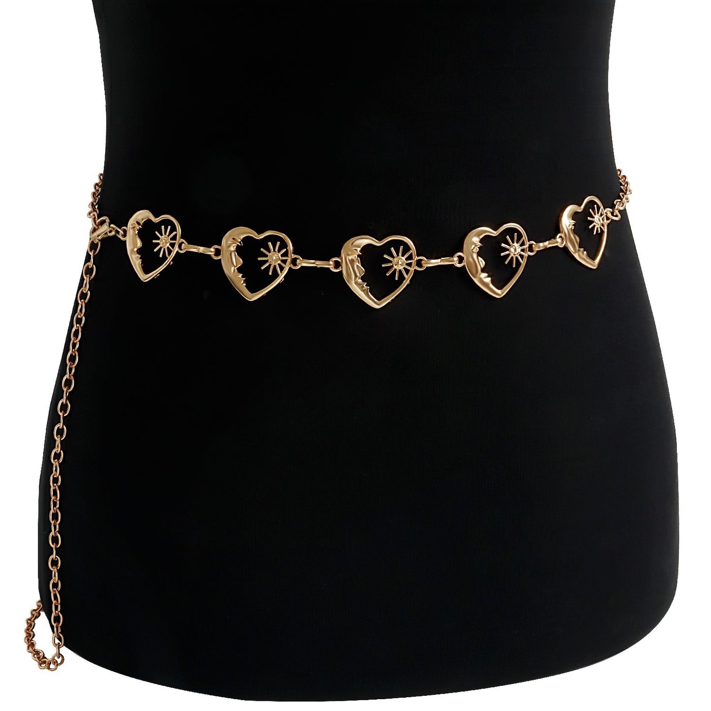 Punk Style Crescent Moon Waist Chain for Women Made of Metal with Adjustable Single Loop Design
