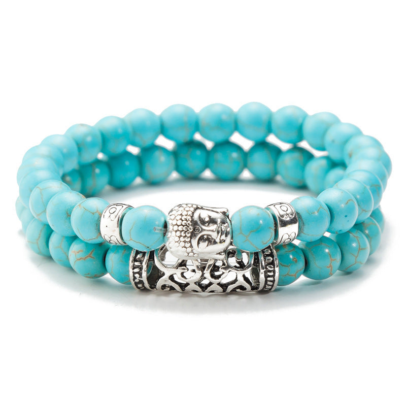 Casual Unisex Alloy Beaded Bracelet with Lava Rock and Tiger Eye