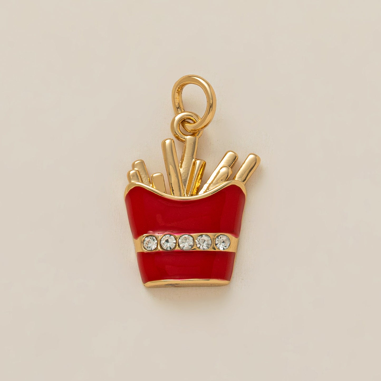 18K Gold Plated Brass Geometric Stainless Steel Pendant with Cubic Zirconia on Ball Chain Charm Bar for Unisex