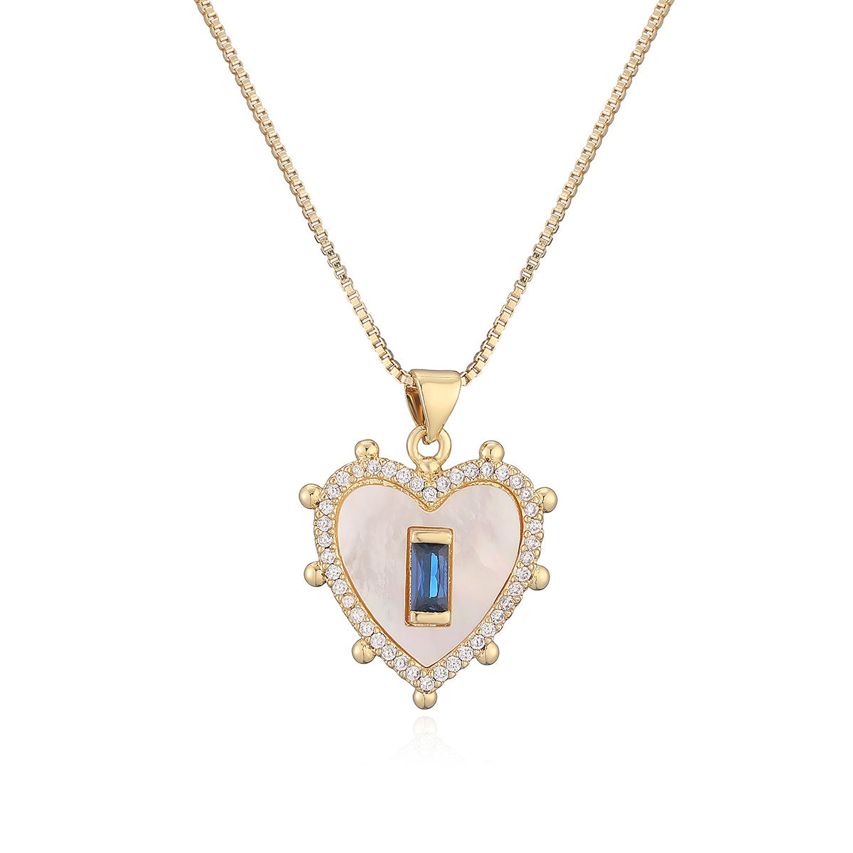 Minimalist 18K Gold Plated Brass Heart Cubic Zirconia Pendant Necklace for Women