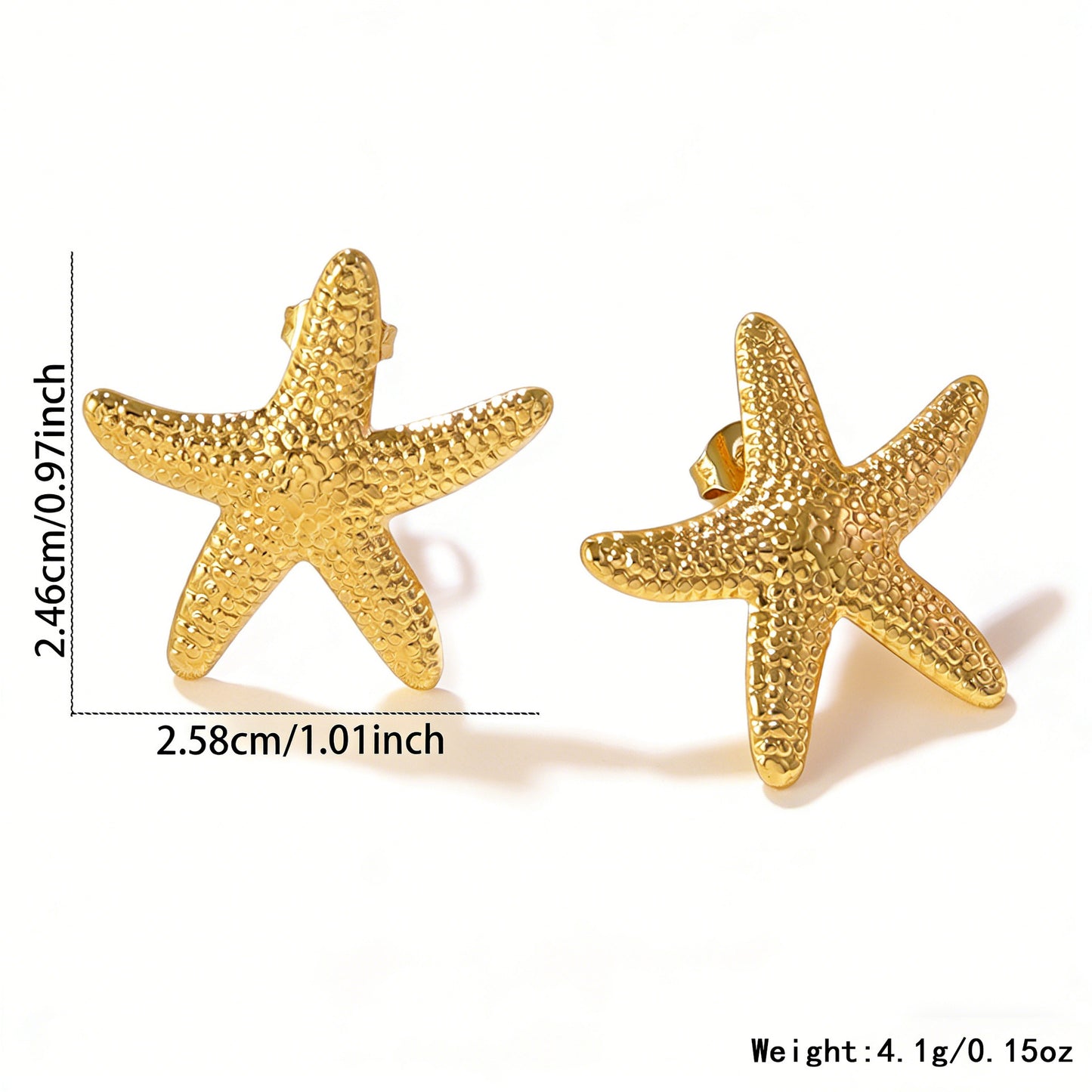 Elegant Stainless Steel Starfish Shell Pearl Stud Earrings for Women