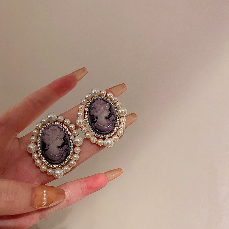 French Style Geometric Round Earrings in Alloy with Plated Finish for Women