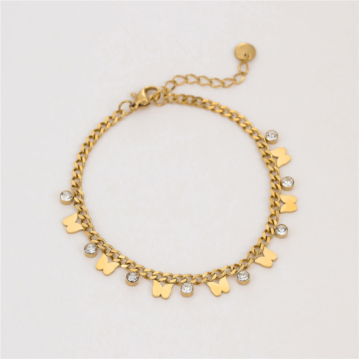Elegante Bracciale Da Donna A Farfalla In Zirconia In Acciaio Al Titanio Placcato
