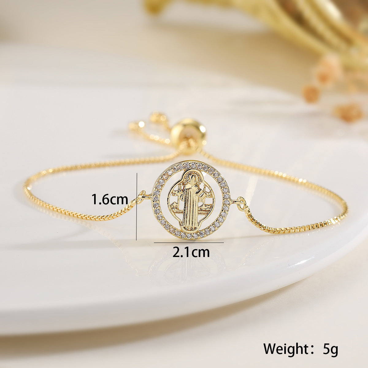 Bracciale Minimalista Geometrico in Rame con Placcatura in Oro 18K e Zirconi Micro-Incastonati da Donna