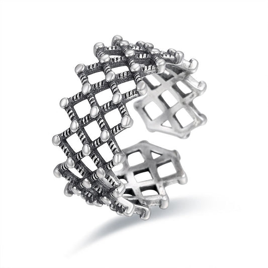 Vintage 925 Sterling Silver Polished Rope Twist Open Ring