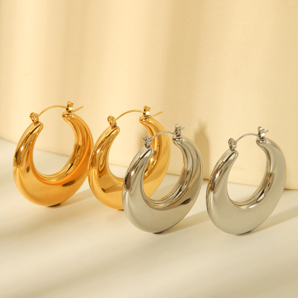 Minimalist Geometric Hollow Titanium Steel Ear Cuffs for Women with Plated Finish and Modern Instagram-Inspired Design