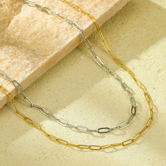 Minimalist Fashion Stainless Steel Blade Necklace for Women with Plated Finish and Clavicle-Length Chain