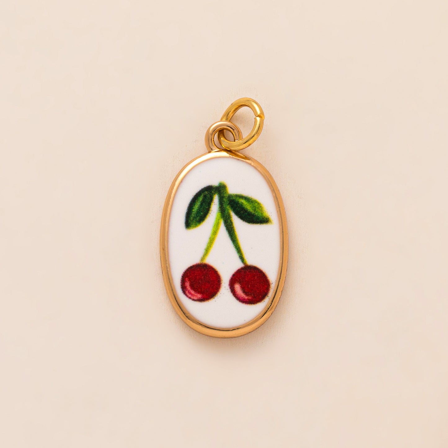 Vintage Floral Brass Plated Pendant Necklace with Strawberry Cherry Snail Fish Charms