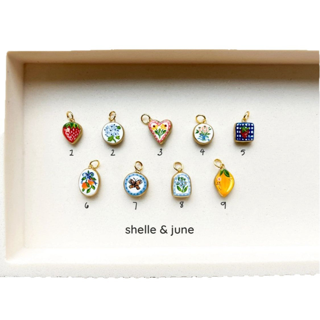 Vintage 18K Gold Plated Cartoon Fruit Drip Oil Brass Charm Bar for Women