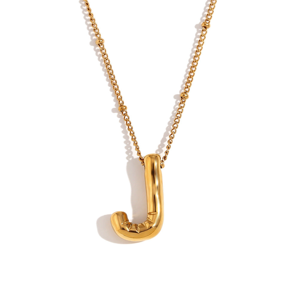Fashionable Letter-Shaped Stainless Steel Pendant Necklace with 18K Gold Plating for Women