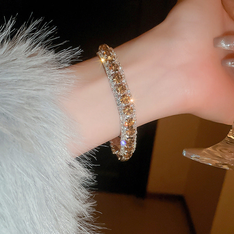 Minimalist Luxury Square Geometric Alloy Bracelet with Cubic Zirconia for Women
