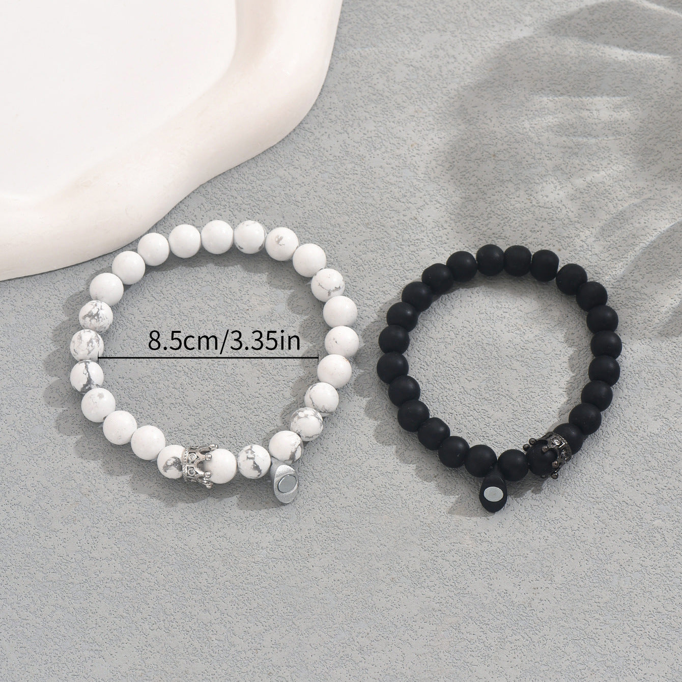 Fashionable Crown-Shaped Natural Stone Bracelet for Couples Handwoven with Magnetic Clasp