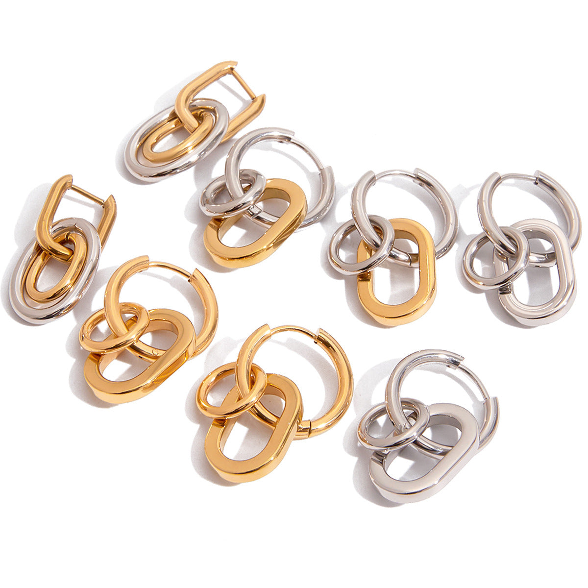 Minimalist Geometric Round Plated Stainless Steel Earrings for Women