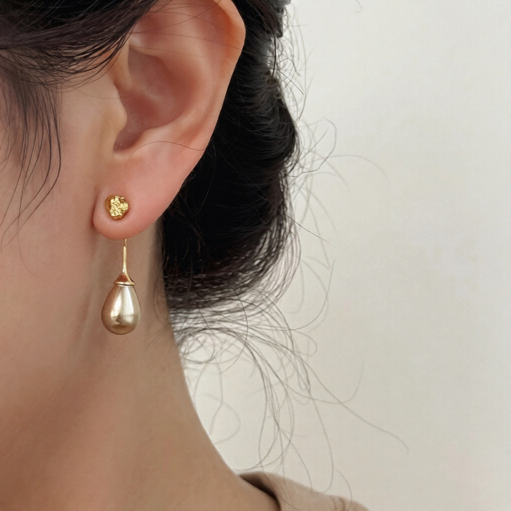 Orecchini a perno da donna vintage eleganti a goccia con imitazioni di perle e perni in acciaio placcato