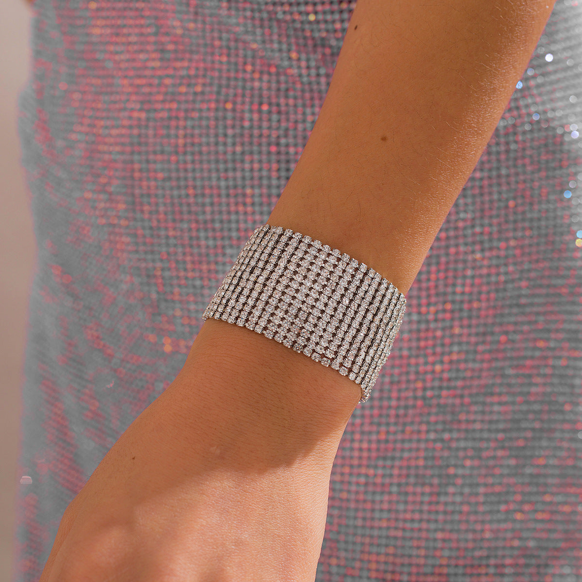 Pulsera Minimalista de Cadena de Garra de Metal Geométrica con Incrustaciones de Pedrería para Mujer