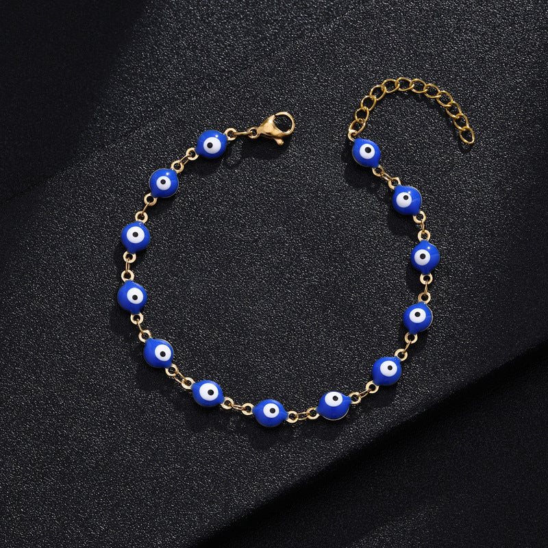 Bracciale alla moda in acciaio al titanio a forma di occhio per donna con smalto, gioielli dell'amicizia carini ed eleganti