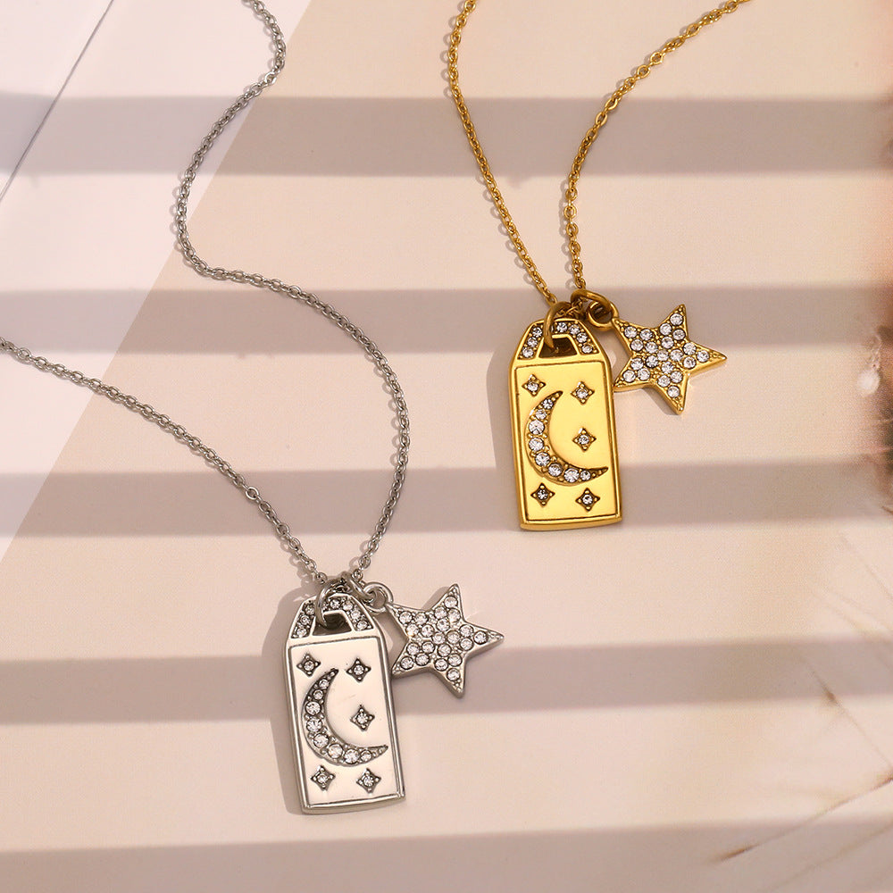 Collar Colgante Estrella Geométrica para Mujer de Acero Inoxidable con Chapado en Oro de 18K Elegante Minimalista de Uso Diario