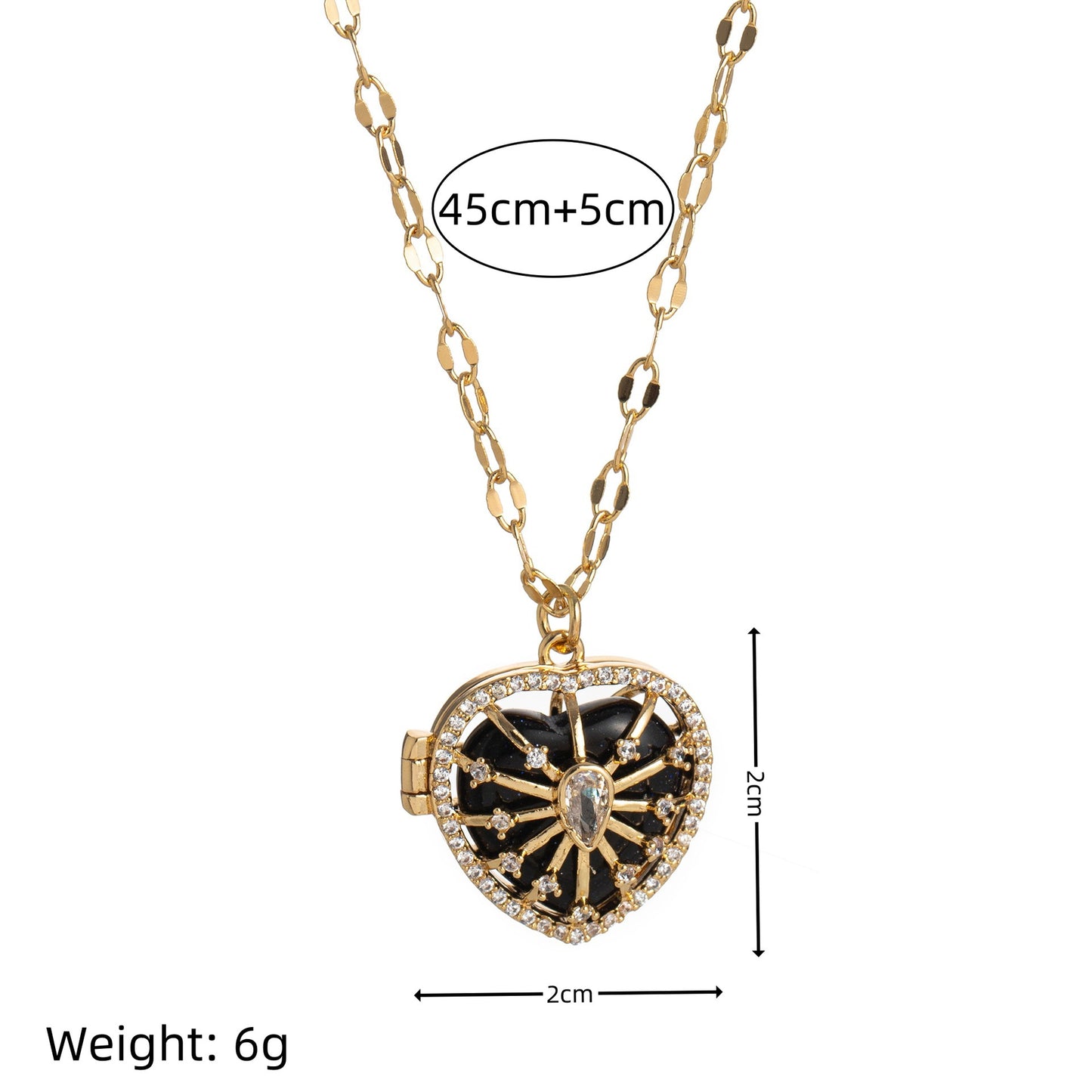 Vintage Heart-Shaped Copper Necklace with Rhinestone Inlay and Toggle Clasp for Women