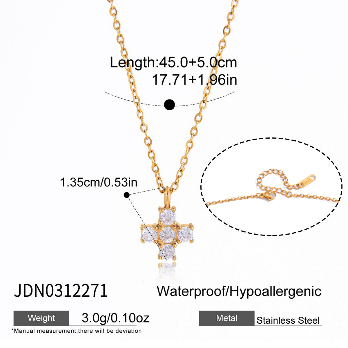 Elegante collar de acero inoxidable con colgante geométrico de circonita cúbica en forma de lágrima, chapado en oro PVD, para mujer