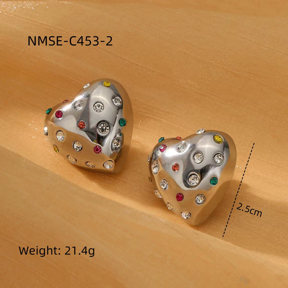 Orecchini a perno da donna in acciaio inossidabile a forma di cuore, minimalisti ed eleganti, con finitura placcata