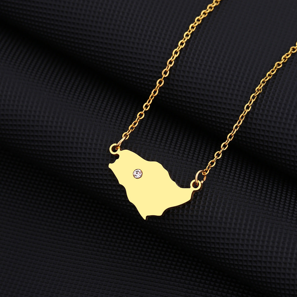 Collana con Ciondolo Geometrico in Acciaio Inossidabile da Donna con Ciondolo in Acciaio al Titanio e Finitura Placcata