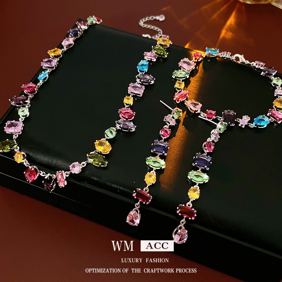 Elegant Sweet Teardrop Geometric Alloy Plated Cubic Zirconia Jewelry Set for Women