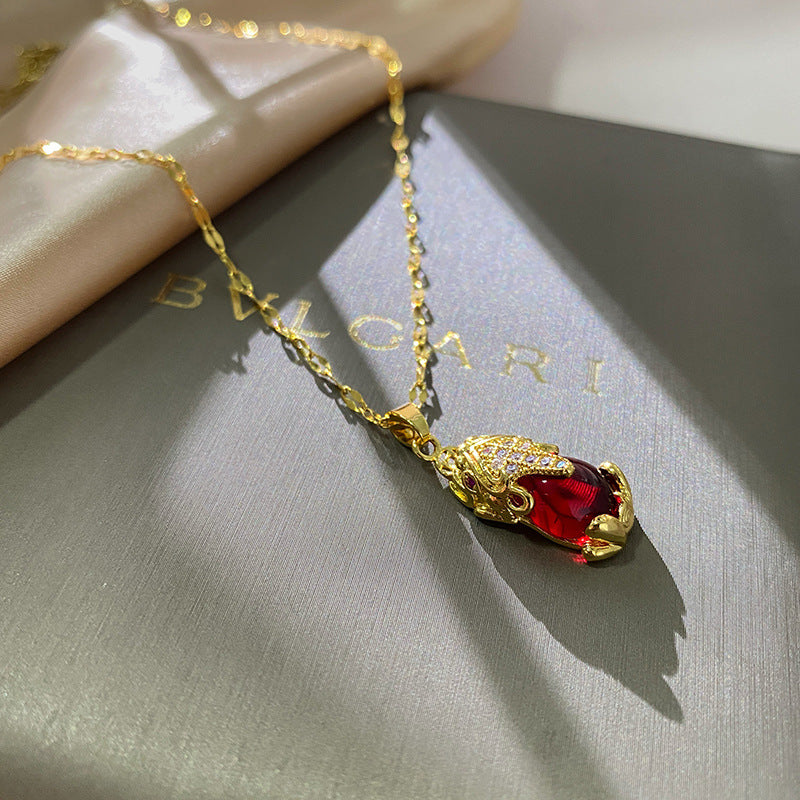 Geometric Gold Plated Brass Pendant Titanium Steel Necklace Unisex