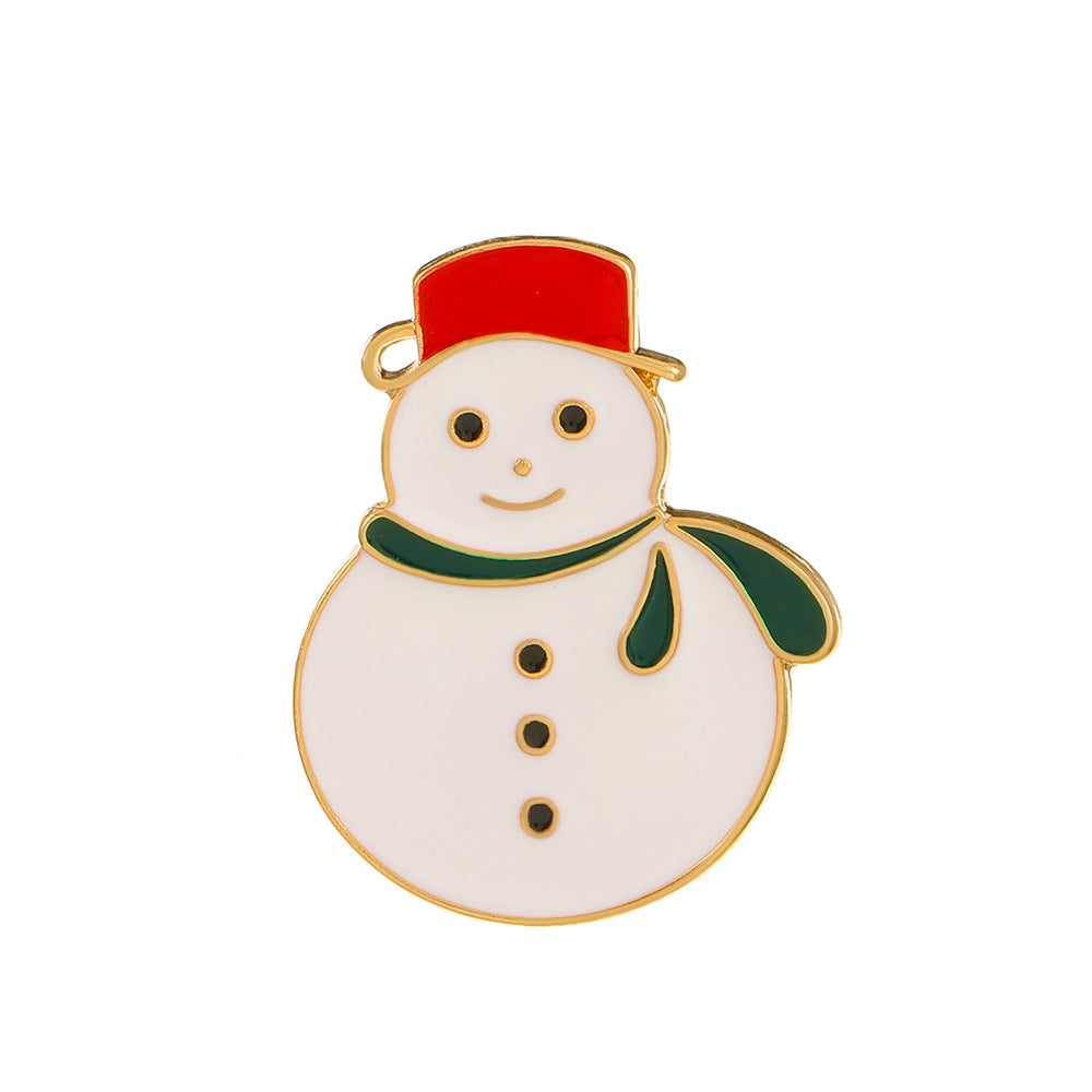 Christmas Pin with Enamel Snowman and Bell Design Alloy Brooch for Unisex Holiday Decoration