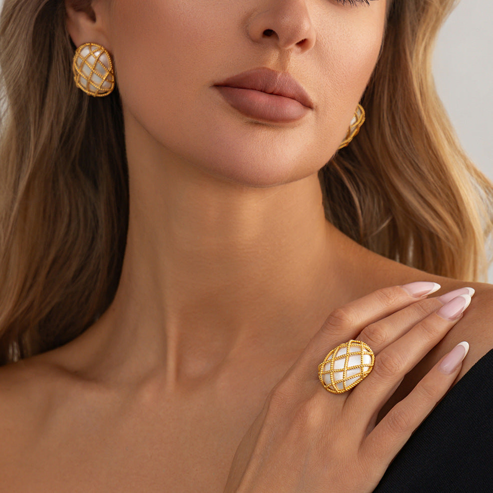 Elegant Geometric Oval Plated Zinc Alloy Earrings for Women