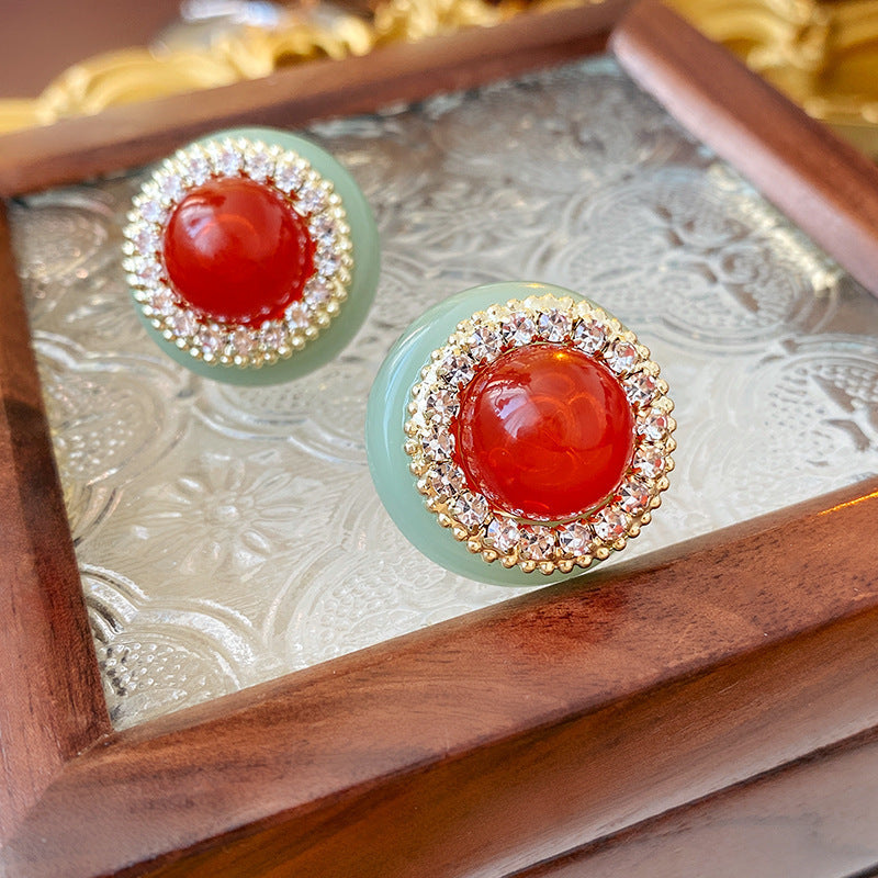 Vintage-Style Geometric Stud Earrings in Copper with Electroplated Finish for Women