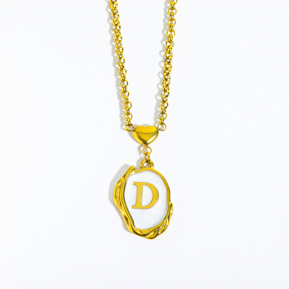 Collana Minimalista in Acciaio Inossidabile a Forma di Lettera con Placcatura in Oro 18K e Catena a O per Uomo e Donna
