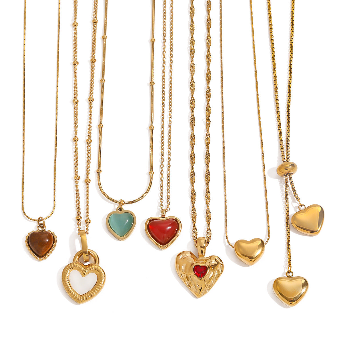Heart Shaped Plated Stainless Steel Necklace for Women