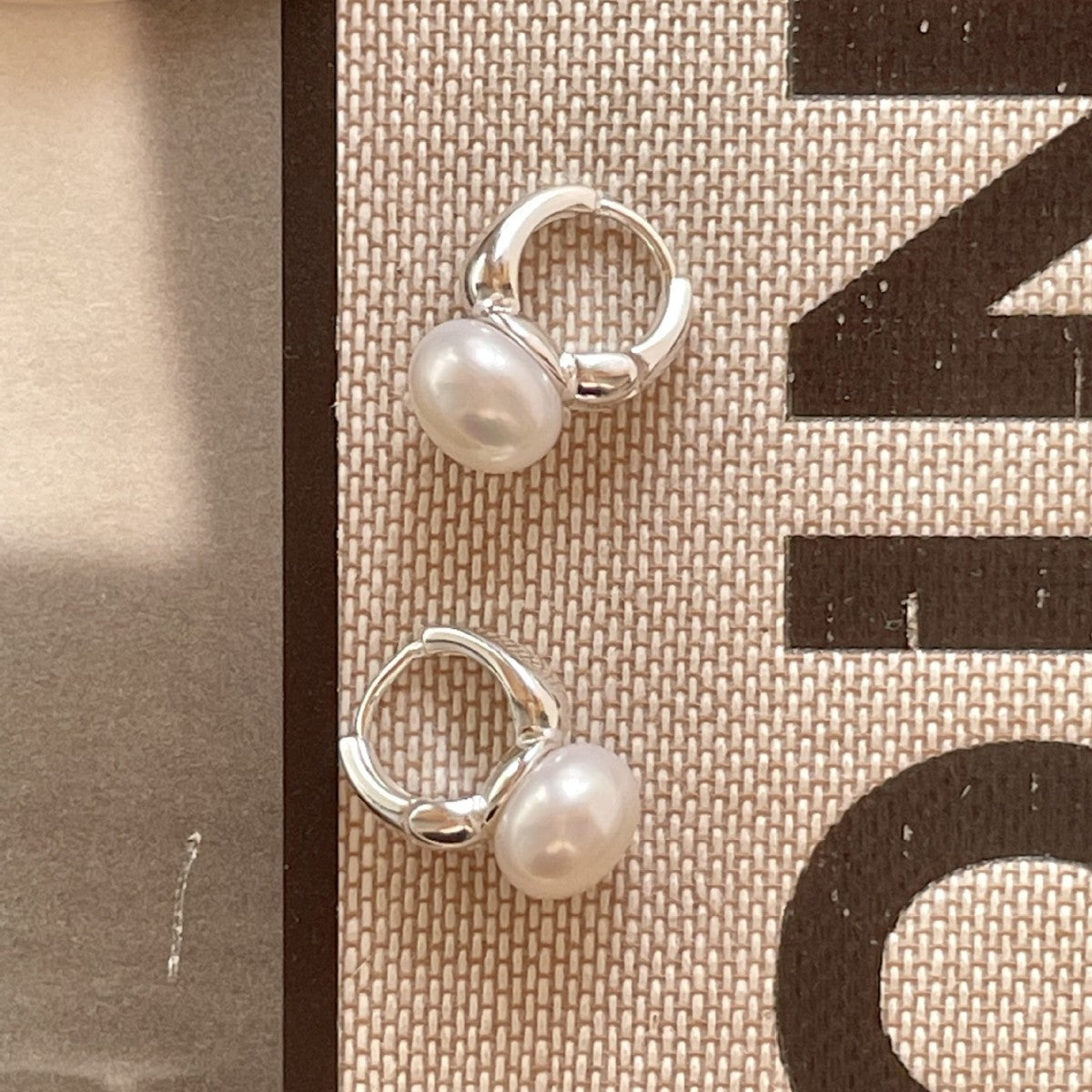 Minimalist Pearl Stud Earrings in 925 Sterling Silver with Gold Plating, Letter-Shape Design, Fresh and Sweet Style
