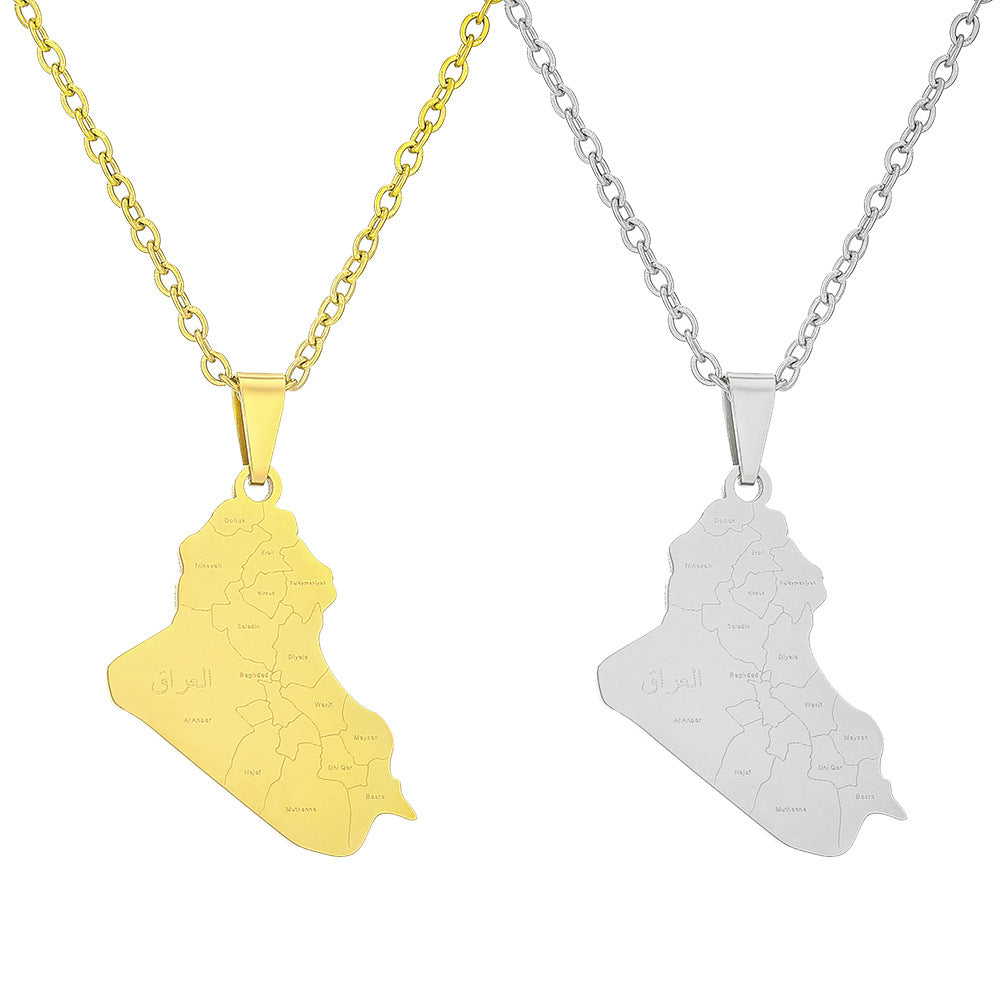 Collana con Pendente Geometrico in Stile Etnico in Acciaio Inossidabile con Finitura Placcata, Unisex