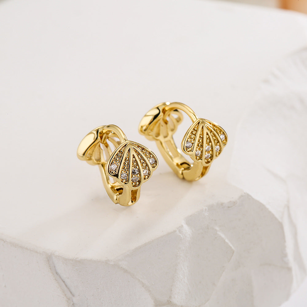 Minimalist Geometric Copper Earrings with 18K Gold Plating for Women