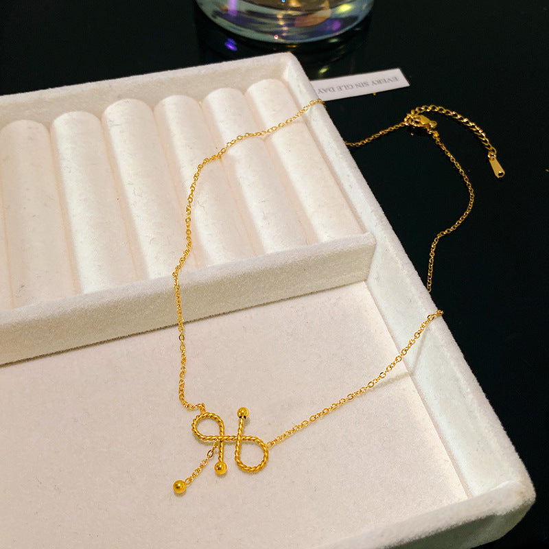 Minimalist Sweet Bow Plated Titanium Steel Necklace for Unisex