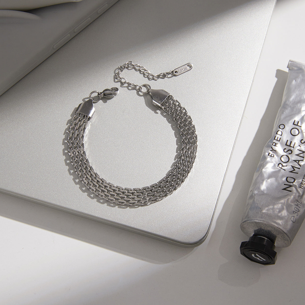 Pulsera de cadena cubana de acero inoxidable chapado geométrico para mujer
