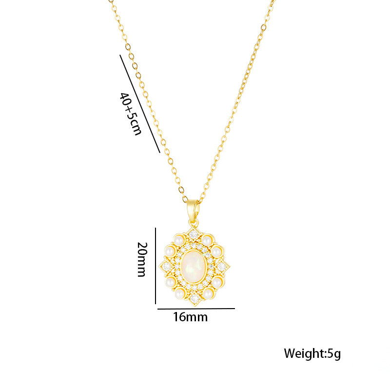 Minimalist Heart Moon Star Pendant Necklace for Women in Titanium Steel with Rhinestone Inlay and O-Chain